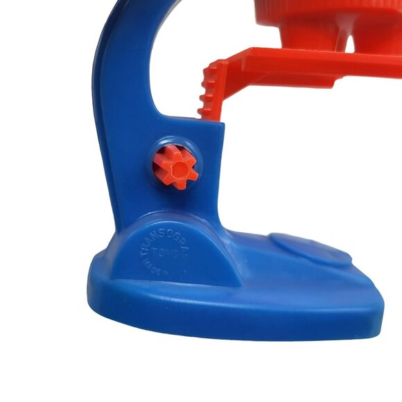 Vintage 1960's Transogram Toy Microscope Moveable Slide Tray Blue Orange Plastic - Picture 4 of 8